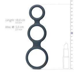 Ерекційне кільце Boners Triple Cock Ring 18 см сірий - мініатюра 5