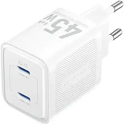 Зарядний пристрій 2xUSB-С 45W GaN білий Vention