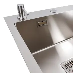 Кухонна мийка Platinum Handmade 78x50С R з нержавіючої сталі 3.0 мм квадратний сифон 78x50x22 см сатин - мініатюра 4