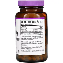 Вітамін D3 Bluebonnet Nutrition 50 мкг 180 вегетаріанських капсул - мініатюра 2