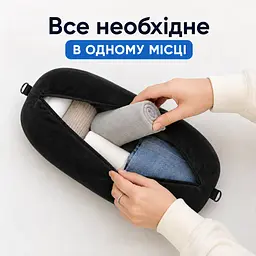 Подушка-сумка 2 в 1 для подорожей зі знімною ручкою синя - мініатюра 4