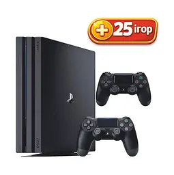 Консоль Sony PlayStation 4 PRO 1TB Black ПЗ12 обслугована + 2 Геймпада бездротових DualShock 4 + 25 ігр + гарантія Б/В