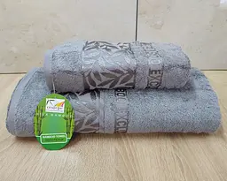Набір турецьких бамбукових махрових рушників Cestepe 50х90+70х140 Bamboo Chery Grey