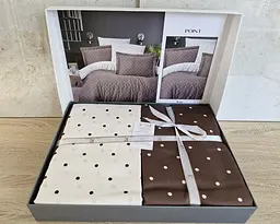 Турецька постільна білизна First Choice Cotton Satin Point brown євро - мініатюра 2