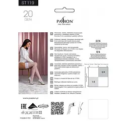 Панчохи Passion ST119 білі на ажурній силіконовій гумці з квітковим декором та люрексовою ниткою 5 - мініатюра 4