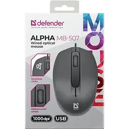 Мишка Defender Alpha MB-507, 3кн., 1000dpi, безшумна чорна - мініатюра 4