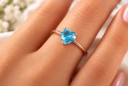 Золота каблучка Jewellery Continent з топазом Swiss Blue у формі серця 14 (К-0939) - мініатюра 4