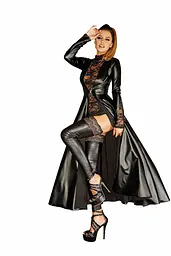 Сукня-плащ з мокрим ефектом Noir Handmade F128C Powerwetlook gown coat, L - мініатюра 2
