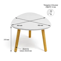 Столик журнальний трикутний SW-00003365 інтер'єрний 40x40x31 см Білий - мініатюра 2