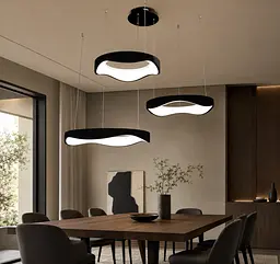 Світлодіодна люстра підвісна Artlight 2460/42+52+62BK з трьома хвилеподібними кільцями, 200W