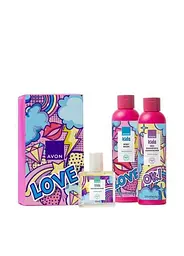 Дитячий парфумерно-косметичний набір Avon «Love» у подарунковій упаковці (shmp/con/200 ml + /gel/200 ml + aroma/water/30 ml) - мініатюра 1