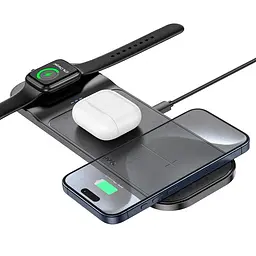 Зарядка Qi HOCO Step 3-in-1 Wireless Fast Charger CQ5 (iWatch) 22.5 W Total