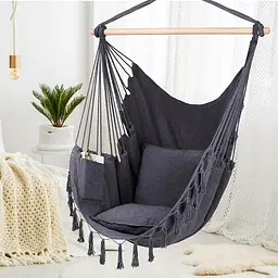Підвісне крісло гамак бразильський Kinderkraft Boho 100 см + 2 подушки Dark Grey - мініатюра 7