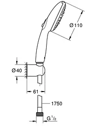 Душовий гарнітур Grohe Tempesta 3 режими струменя 110 27849003, Хром - мініатюра 4