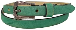 Ремінь жіночий вузький шкіряний B.Belt вінтажний ручна робота натуральна шкіра Бірюзовий - мініатюра 2