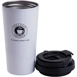 Термочашка Creative Cafe Style 500 мл з ручкою, білий Happy Life HPGM501W - мініатюра 2
