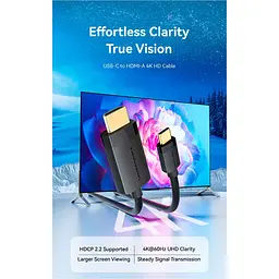 Кабель Vention USB Type C-HDMI V 2.0 2 м (CRIBH) - мініатюра 4