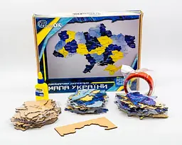 Дерев’яний пазл PuzzleOk Карта України двошарова дерев'яна настінна синьо-жовта 60х90 см - мініатюра 2