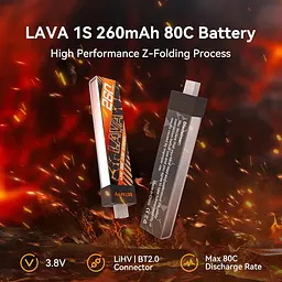 Акумулятор BetaFPV Lava 1S 260 mAh 80C 3.8V LiHV LiPo BT2.0 FPV (18766) - мініатюра 3