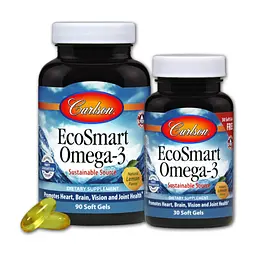 Жирні кислоти Carlson Омега-3, Смак Лимона, EcoSmart Omega-3, 90+30 желатинових ка (CAR-01804)