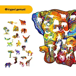 Пазл деревяний Сімя Слоників, А5, Картонна коробка 35 елементів - мініатюра 3