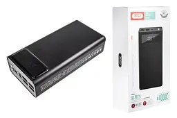 Зовнішній акумулятор Power bank XO PR124 40000 mAh із швидкою зарядкою та ліхтариком чорний - мініатюра 4