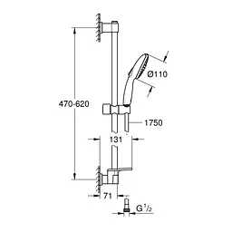 Душовий гарнітур Grohe QuickFix Vitalio Start 110 26952001, Хром - мініатюра 12