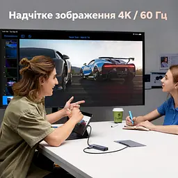 Док-станція UGREEN Revodok Pro CM828 хаб з підключенням до комп’ютера через USB-C 6 в 1 відеовихід HDMI 4K 60 Гц 2 USB-A та 1 USB-C для даних до 10 Гбіт/с Ethernet RJ45 до 1000 Мбіт/с вхід живлення USB-C PD 3.0 до 100 Вт із наскрізним заряджанням ноутбука до 85 Вт для HDMI потрібен USB-C комп’ютера з підтримкою відеовиходу дублювання екрана та розширення робочого столу з індикатором роботи вбудований кабель 0,3 м космічний сірий (45364) - мініатюра 8