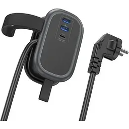 Мережевий подовжувач Hoco NS6 Sharp 1 position(1C2A) desktop socket(EU/GER) Чорний