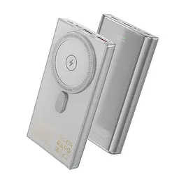 Портативний магсейф акумулятор Hoco Q22 Taurus magnetic 10000 mah бездротова батарея сіра - мініатюра 2
