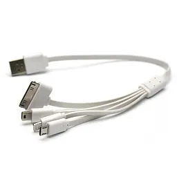 Кабель PowerPlant універсальний USB 2.0 AM - Xiaomini, Xiaomicro, Lightning, I-Pod, 0.3м