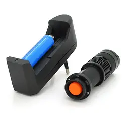 Ліхтарик ручний Watton WT304 1LED CREE Q5, 3W, 3 режими+Zoom, АА/1300mah, Black, IP40, СЗУ, 92х26х26 - мініатюра 2