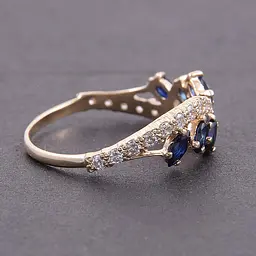 Каблучка з жовтого золота з сапфірами K-0295 - мініатюра 4