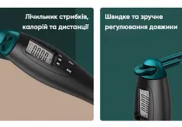 Швидкісна скакалка з лічильником EasyFit чорний-зелений (EF-1916-GN) - мініатюра 2