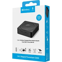 Павербанк Sandberg Magnetic Black 5 000 mAh / 20 Вт (421-28) - мініатюра 9