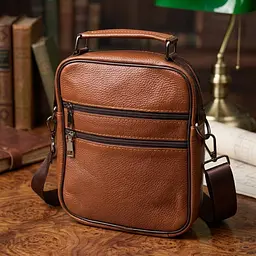 Зручний чоловічий месенджер із натуральної шкіри Vintage 21951 світло-коричневий - мініатюра 4