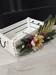 Декоративний новорічний ящик з декором Білий