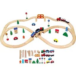 Іграшкова залізниця Viga Toys дерев'яна 49 елементів (56304) - мініатюра 2
