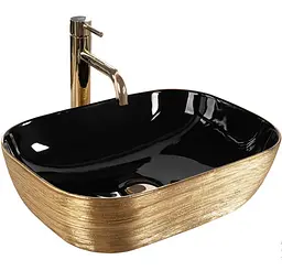 Умивальник Rea Belinda 33x46,5 black/gold brush (REA-U8780), Структурна
