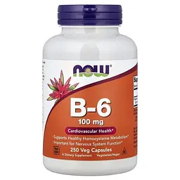 Вітаміни та мінерали NOW Vitamin B6 100 mg, 250 вегакапсул