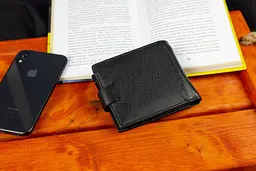 Чорне чоловіче портмоне з натуральної шкіри з фіксацією ST Leather ST103 9,5 см - мініатюра 10
