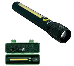 Ручний LED ліхтар акумуляторний ліхтарик та бічна COB лампа USB зарядка Bailong BL-C73-P50