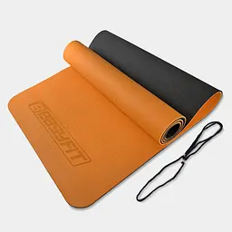 Килимок для йоги та фітнесу EasyFit TPE+TC 6мм двошаровий помаранчевий-чорний (EF-1924-ORB)