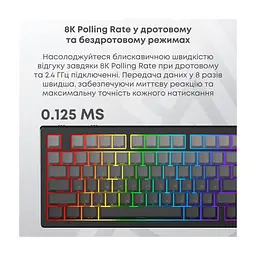 Клавіатура Ajazz AK820 V2 White Peach Switch Wireless/Bluetooth/USB UA White (AK820-V2-WP-S-W) - мініатюра 9