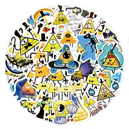 Стікерпак Білл Шифр Гравіті Фолз Набір наклейок GeekLand Bill Cipher Gravity Falls 60 штук