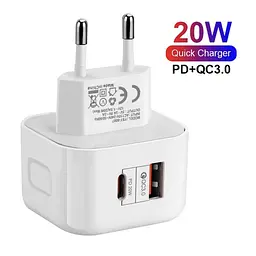 Зарядний адаптер 20W USB-C + USB-A з підтримкою швидкої зарядки