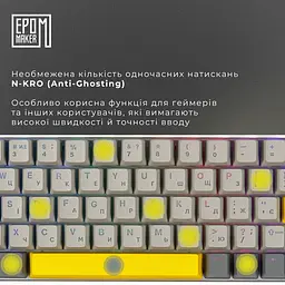 Клавіатура Epomaker EP64 Mulan White механічна бездротова (EP64-W-M) - мініатюра 6