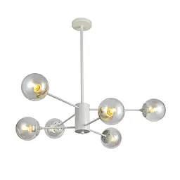 Люстра стельова Levistella 7526033-6 WH+CL, 6 плафонов, E27, білий + прозорий, сучасний стиль для дому