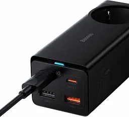 Мережевий зарядний пристрій Baseus GaN3 Pro Desktop Powerstrip 65W + Cable USB-C to USB-C Black (PSZM000901) [85127] - мініатюра 2