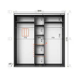 Шафа-купе Idea серія 6 200 x 60 x 210 см Антрацит Дзеркало - мініатюра 2